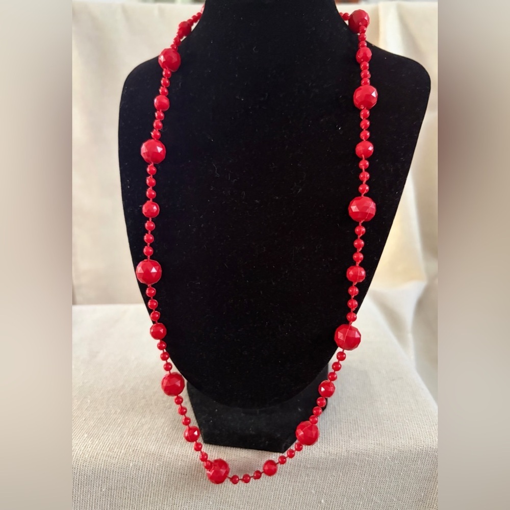 Red Beaded Long Necklace - Women Jewelry